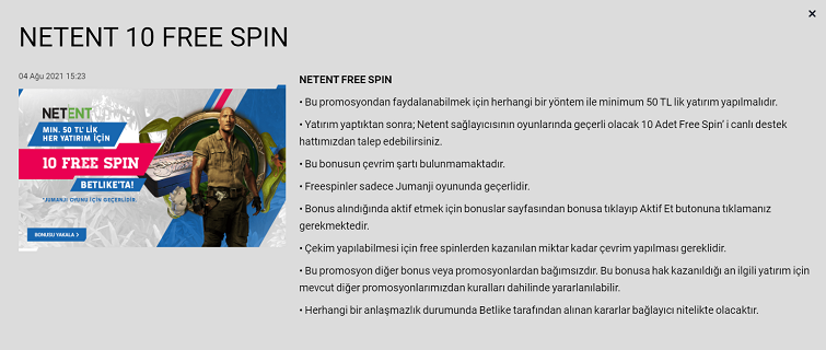 betlike netent 10 free spin